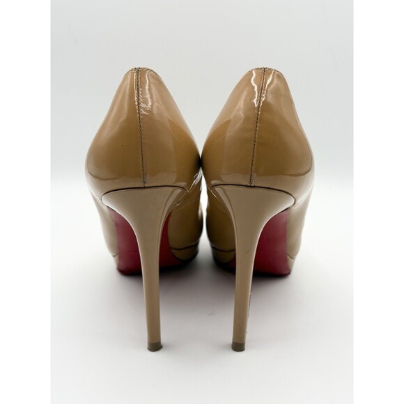 Christian Louboutin Pigalle Plato 120 Nude Patent Leather Stiletto Heels Sz 37.5 - Picture 8 of 14